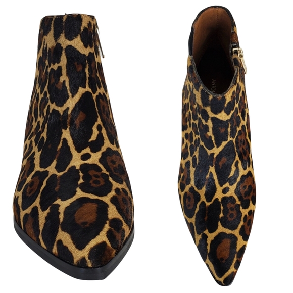 New Antonio Melani lavonnie leopard print haircalf block heel pointed booties - Picture 6 of 13